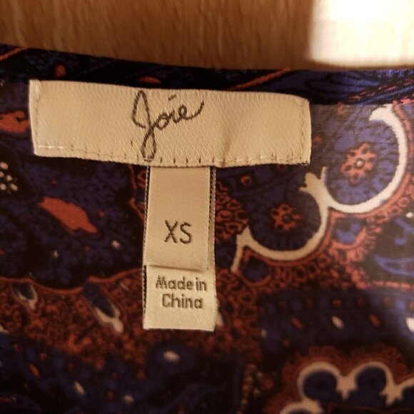 Joie Womens Silk Blue Paisley Semi Sheer Flowy Blouse XS - Picture 5 of 6